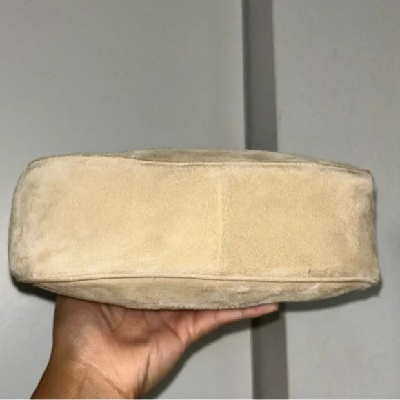 Escada Leather Trim Suede Shoulder Bag - Picture 6 of 15